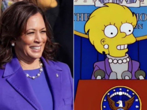 Kamala Harris and Lisa Simpsons in the same outfit