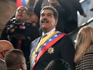 Venezuela's President Nicolas Maduro arrives to deliver his annual speech to parliament in Caracas on January 15, 2025. (Photo by Federico PARRA / AFP)