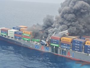 Major fire on Singapore-flagged MV Wan Hai 503 off India’s Kerala coasts