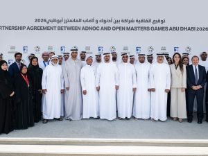 Sheikh Theyab bin Mohamed bin Zayed Al Nahyan attends official signing ceremony between Open Masters Games Abu Dhabi 2026 and ADNOC
