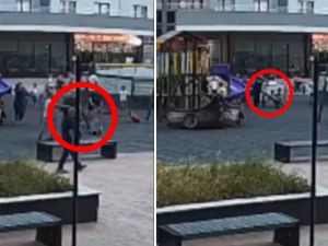 Turkish man attacks two kids.