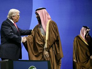 Trump and MBS shaking hands