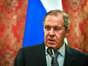 Russian Foreign Minister Sergei Lavrov speaks during a meeting with the United Nations (UN) Special Envoy for Syria on Apr. 20, 2018 in Moscow. 
(Yuri KADOBNOV / AFP)