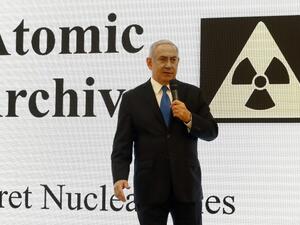 Israeli Prime Minister Benjamin Netanyahu delivers a talk on Mossad's claim Iran long had a nuclear program (AFP/File Photo)