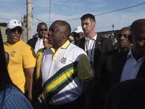 South African President and president of the ruling party, the African National Congress (ANC), Cyril Ramaphosa (C-L) (AFP)