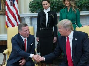 King Abdullah and Queen Rania Visit US President Donald J. Trump earlier this year. (AFP/ Nicholas Kamm)
