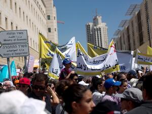 Arab Israeli Christians students protest outside the prime minister's residence in Jerusalem Sunday. (AFP/file)