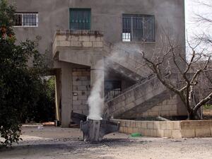 A picture taken on February 10, 2018, shows the remains of a missile that landed in the southern Lebanese village of Kaoukaba, near the border with Syria, after Israel's military attacked 12 Syrian and Iranian targets inside Syria on in what it described as "large-scale" raids following an exchange of fire earlier in the day.
(ALI DIA / AFP)
