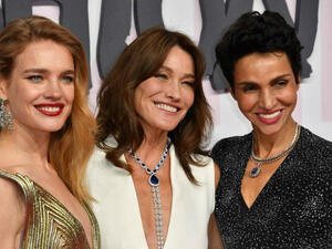 Farida Khelfa returns to the runway for Schiaparelli (Source: AFP)