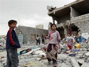 Children play in the rubble in Yemen (AFP/File Photo)