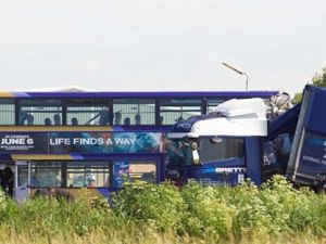 Bus and lorry crash in Cambridgeshire (Twitter)