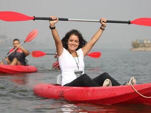 Yara Shalaby on the Kayak. (Nile Kayak Club official account on Facebook)