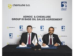 The agreement was signed by Abdulla Salem Al Dhaheri, Marketing, Sales and Trading Director at Adnoc, and Robert Nobel, Managing Director of Chemlube S.A. 