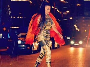 Haifa appeared in a picture that was taken in one of Beirut's streets in a two pieces patterned jumpsuit that flattered her body. (Source: haifawehbe - Instagram)