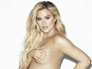 Shocking: Khloe Kardashian has posed topless to promote her new Good Mama maternity jeans; the line launches on Thursday (Source: Good American)