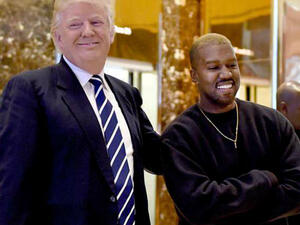 Odd couple: West, shown with Trump in December 2016 in New York City, tweeted that 'the mob can't make me not love him' while also calling him his 'brother' (Source: AFP)