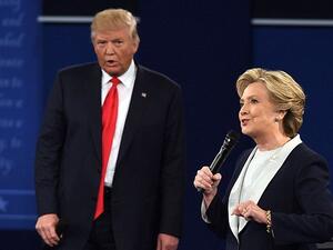 One of his favorite moments to watch is his October 2016 debate with Hillary Clinton (AFP)