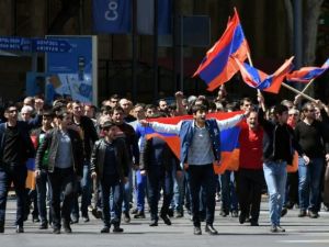  Protesters in Armenia shouted, clapped, whistled, beat drums and tooted car horns in demonstrations that underscore the political turmoil (AFP/File Photo)
