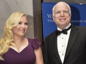 Sen. John McCain, R-Ariz., and daughter Meghan McCain arrive at the White House Correspondents' Association (WHCA) annual dinner in Washington. (AFP)