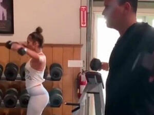 Pumping iron: Things are still going strong between pop diva Jennifer Lopez and her retired Yankee boyfriend Alex Rodriguez, who hit the gym together on Saturday morning (Source: Alex Rodriguez - Instagram)