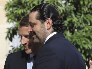 French President Emmanuel Macron and Lebanese Prime Minister Saad Hariri in Paris on Sept. 1, 2017 (AFP)