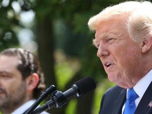 US President Donald Trump holds a news conference with Prime Minister of Lebanon Saad Hariri, in the Rose Garden at the White House on July 25.(AFP)