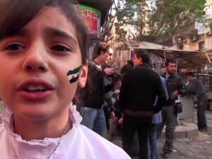 The Syrian girl singing just before the bomb goes off.