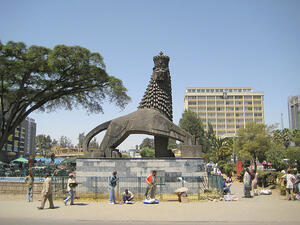 The Lion of Judah statue in Addis Ababa, Ethiopia. (Wikimedia Commons)