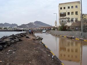 Yemen's southern port city of Aden remains flooded from cyclone Chapala, and another cyclone is on the way. (AFP/Saleh Al-Obeidi)