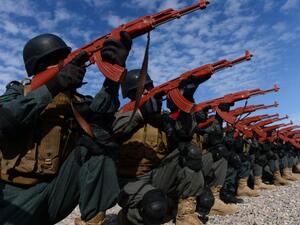 Afghan police running a training drill. (AFP/File) Afghan police running a training drill. (AFP/File)
