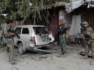 Afghan soldiers inspect a destroyed vehicle after an operation to capture Islamic State fighters in Kot District in eastern Nangarhar province on July 26, 2016. (AFP/Noorullah Shirzada) Afghan soldiers inspect a destroyed vehicle after an operation to capture Islamic State fighters in Kot District in eastern Nangarhar province on July 26, 2016. (AFP/Noorullah Shirzada)
