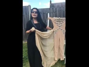 Aryana Sayeed burns a skin-colored dress in a viral video (Facebook)