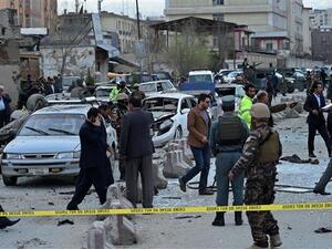 Afghan police and security personnel inspect the scene of a car bomb attack near a district police headquarters in the center of the Afghan capital, Kabul, March 25, 2015. (AFP/File) Afghan police and security personnel inspect the scene of a car bomb attack near a district police headquarters in the center of the Afghan capital, Kabul, March 25, 2015. (AFP/File)