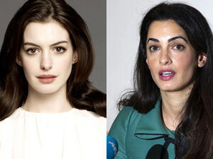 Spot the difference: The resemblance between Anne and Amal is uncanny! (Image: Albawaba edit)