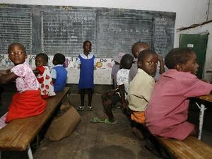 Zimbabwean children sit in a classroom at a school in Zimbabwa. (AFP/Desmond Kwande)