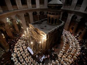 The Aedicule at the heart of the Church of the Holy Sepulchre. (AFP/File)