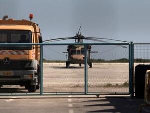 A photo taken on July 16, 2016 shows a Turkish military helicopter at Alexandroupolis airport, after landing there carrying eight officers seeking asylum after a failed coup in Turkey the night before. (AFP/Sakis Mitrolidis)