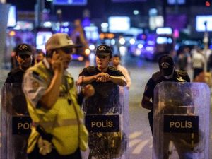 Turkish anti-riot police officers secure the main enterance of Ataturk airport in Istanbul. (AFP/File) 