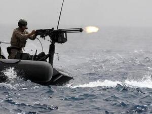 A member of the special operations forces takes part in the 2014 'Eager Lion' exercise in the Gulf of Aqaba, 330 km south of Amman, on June 5, 2014. (AFP/File) 