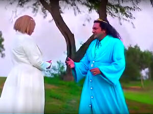 Pakistan's viral star brought along a baby, a love interest, and several stylish robes for his out-of-tune message from above.