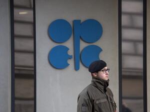 An Austrian soldier stands guard outside the OPEC headquarters on the eve of the 171th meeting of the Organization of the Petroleum Exporting Countries in Vienna. (AFP/Joe Klamar) 
