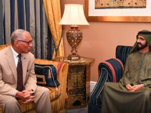 Sheikh Maktoum and Charles Bolden spoke about scientific issues and efforts to harness space technology for peaceful and non-politicised purposes to serve all humanity. (WAM)