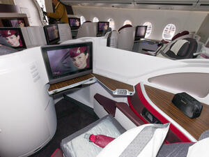 Qatar Airways first class cabin. (Shutterstock/Vanderwolf Images)