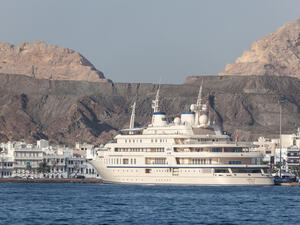 Al Said, the luxury yacht of Sultan Qaboos in the old port of Muttrah in Muscat. (Shutterstock/Philip Lange)