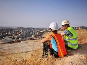 Lafarge Holcim workers overlooking their cement plant in Jordan. (Lafarge Holcim)
