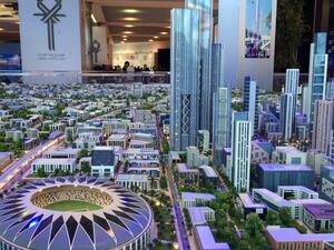 A model shows construction plans for Egypt's new capital city, another major administrative city project. (File photo)