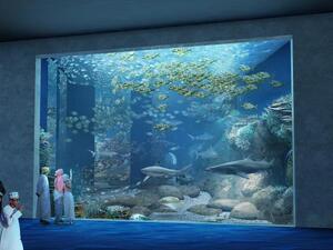 The ocean tank will have 1.7 million litres of sea water and will be stocked with fish and sharks from the coasts of Oman.  (Crossley Architects)