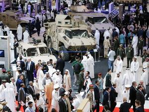 IDEX, which runs to Thursday, is one of the largest arms fairs in the Middle East and is held biannually to showcase the latest in defence technologies and innovations.  (AFP/Karim Sahib)
