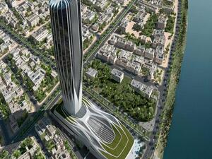 Render of the Central Bank of Iraq, designed by the late Iraqi-born architect Zaha Hadid. (Zaha Hadid Architects)