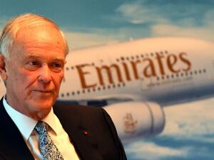 Talking at the ITB tourism fair, Emirates President, Tim Clark, commented on popularity of low-cost airlines, Trump's travel ban and Emirates-Etihad merger rumors. (AFP/Tobias Schwarz)